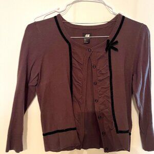 Brown Cardigan with black trin